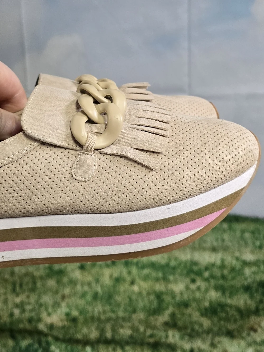 COCONUTS by Matisse Bess Light Beige EVA Platform Loafer Sneaker Hybrid Size 8